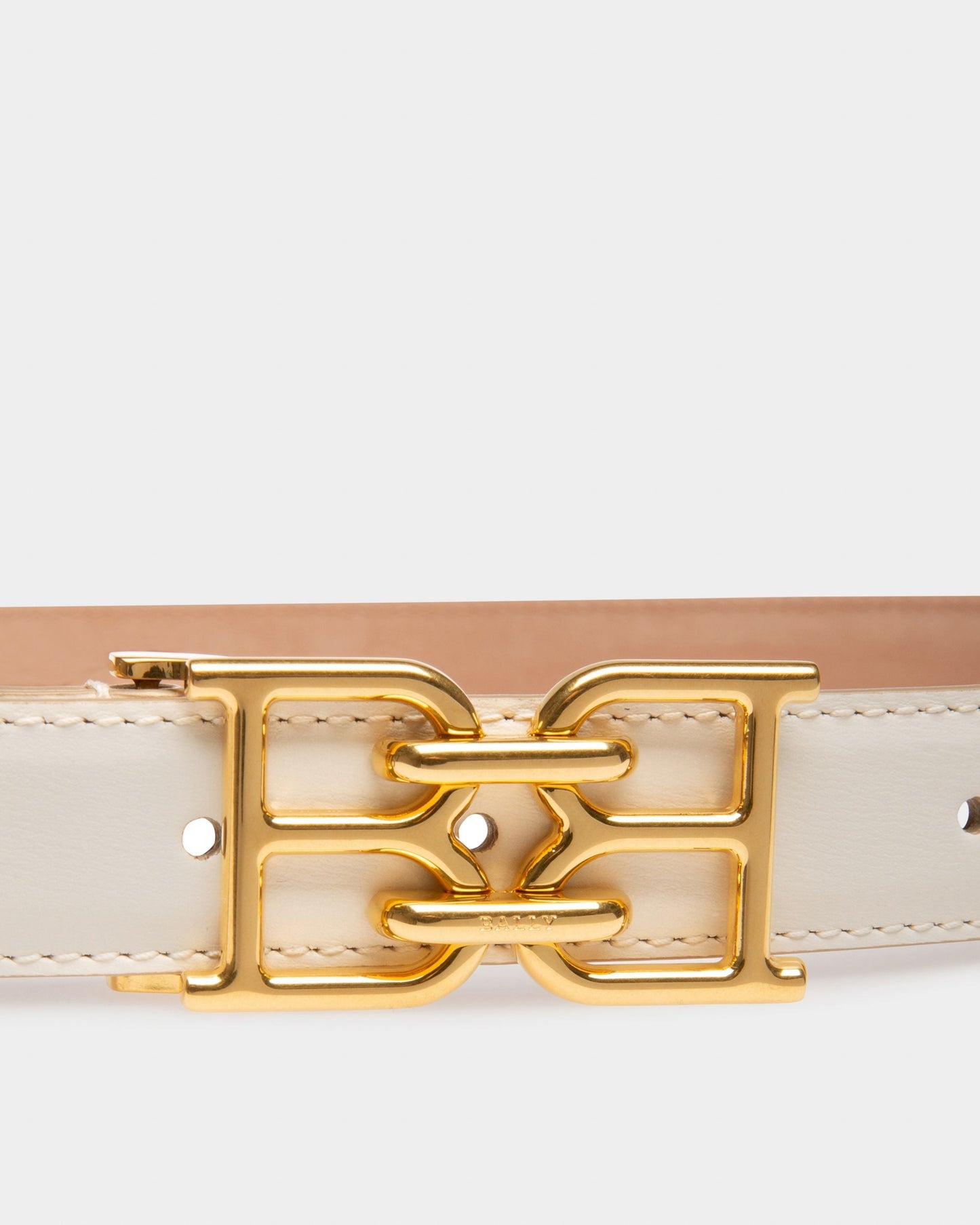 B-Chain Leather 25mm Belt In Bone