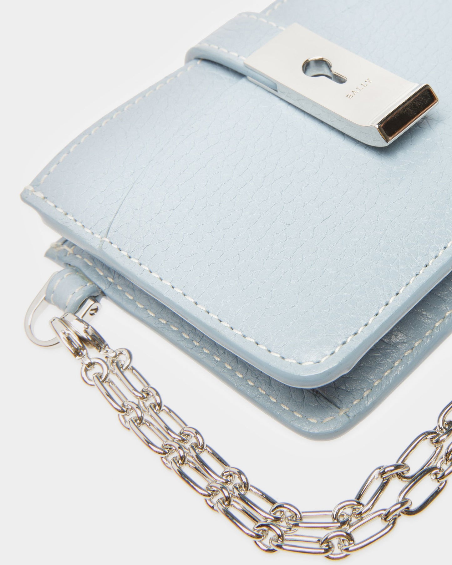 Ava Leather Card Holder In Light Blue