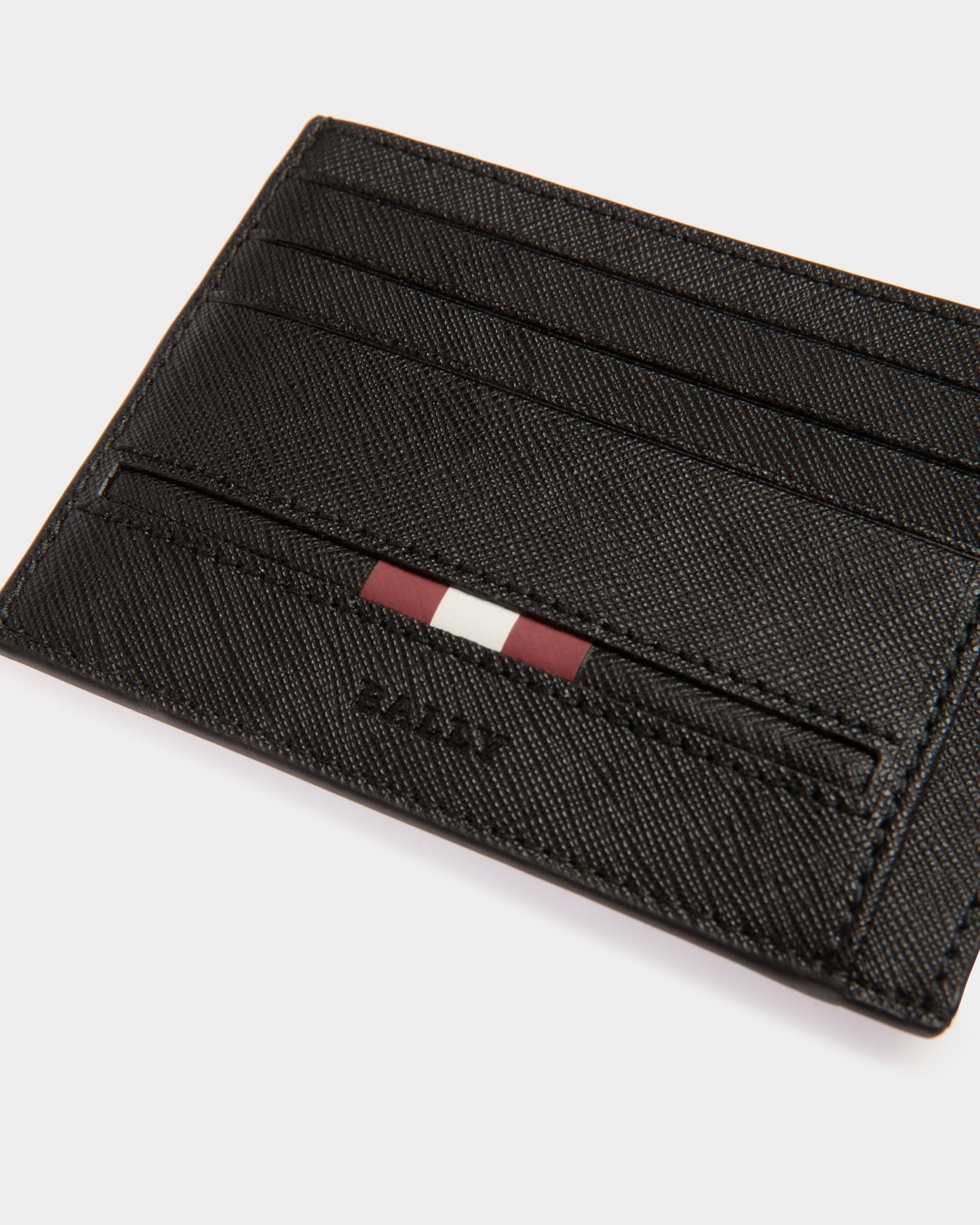 Business Card Holder in Black Embossed Leather