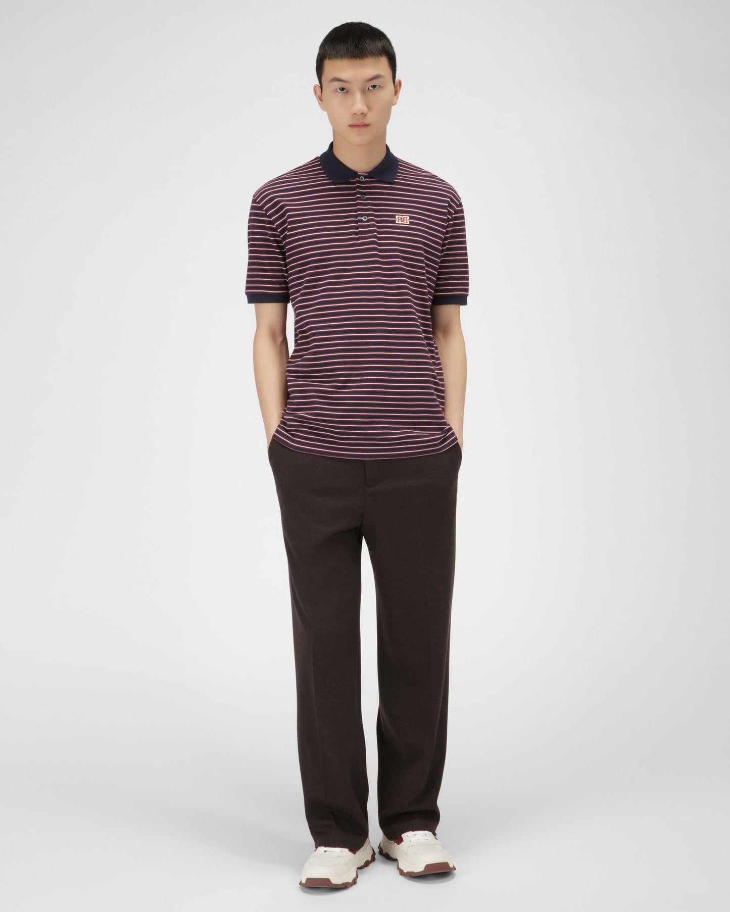 Cotton Polo Shirt In Navy