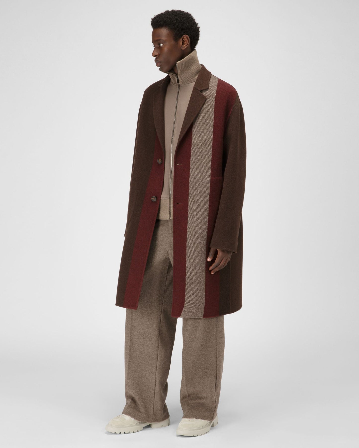 Wool Mix Coat In Ebony Brown