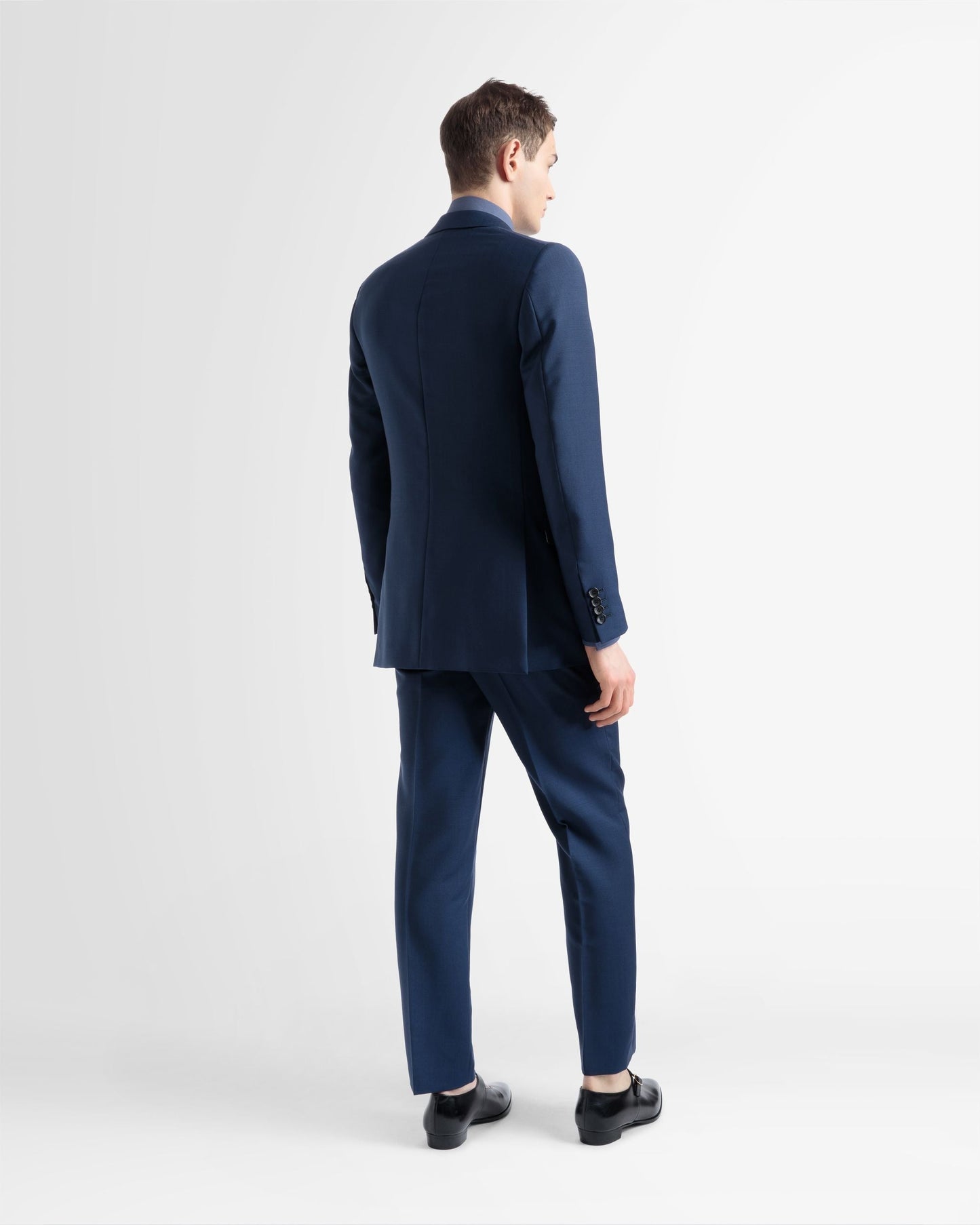 Wool Mix Double Breasted Jacket In Navy