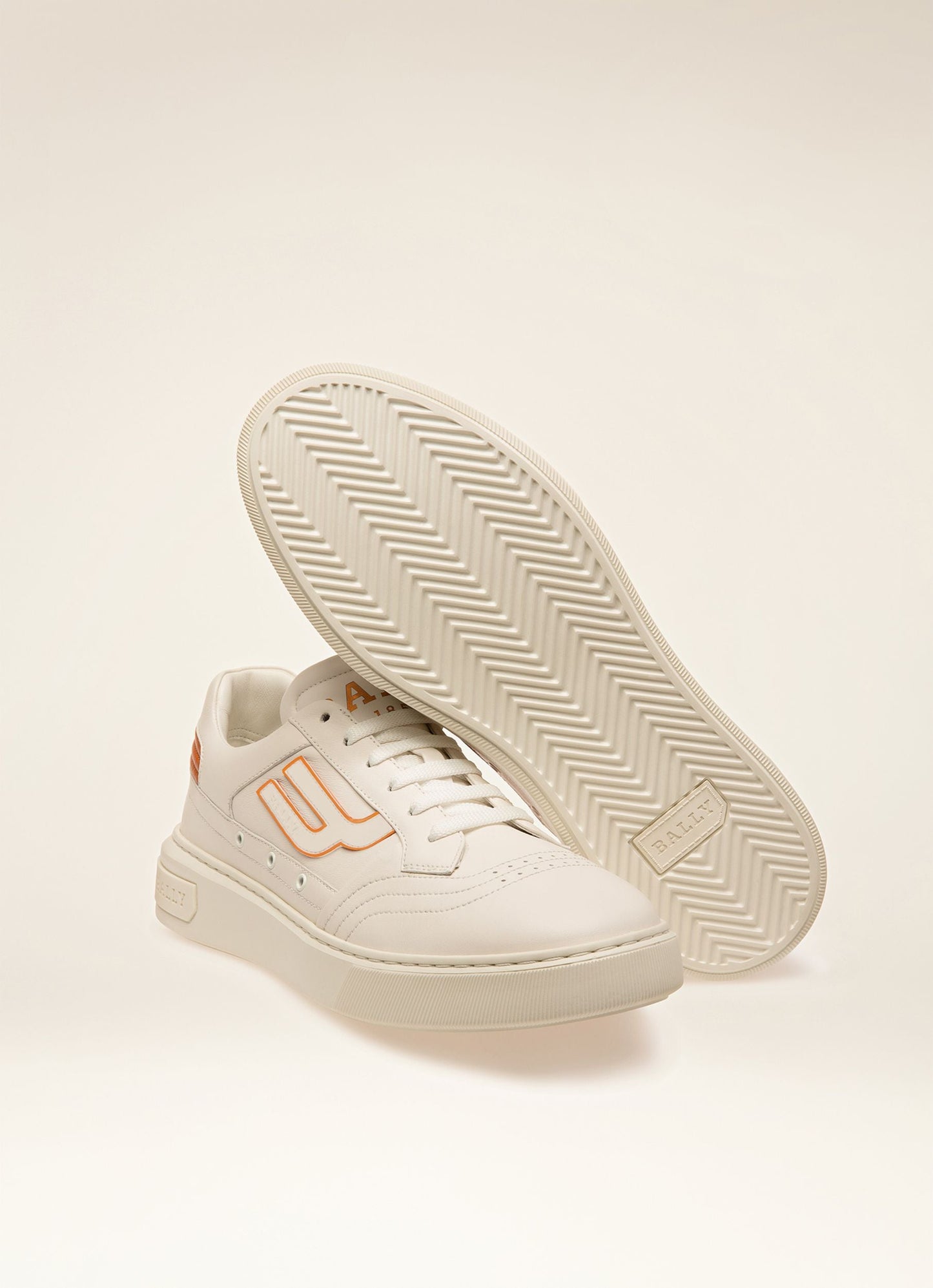 Triumph Leather Sneakers In White & Orange
