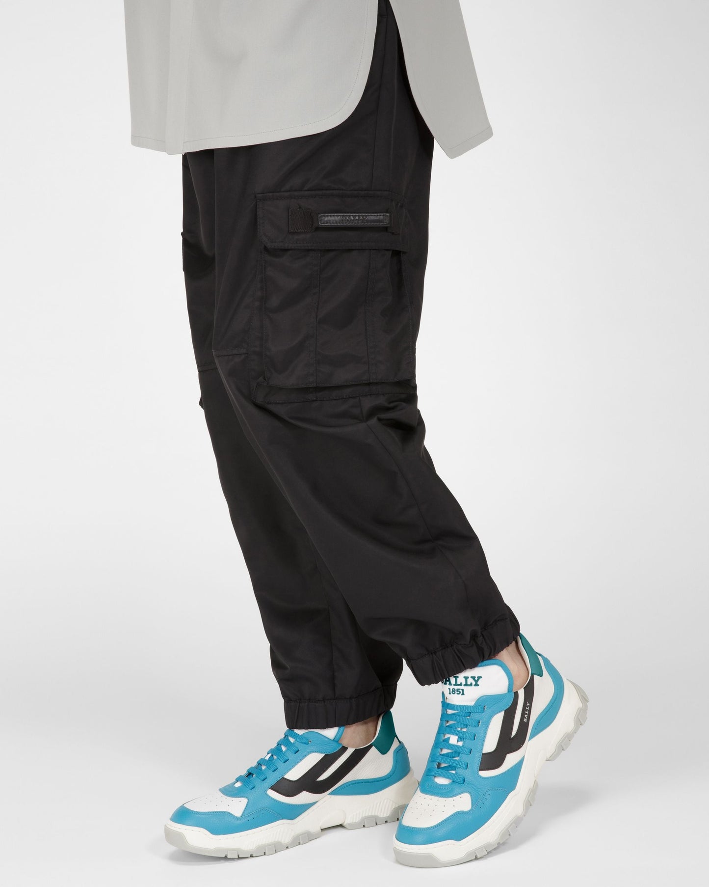 Holden Leather And Fabric Sneakers In Blue And White