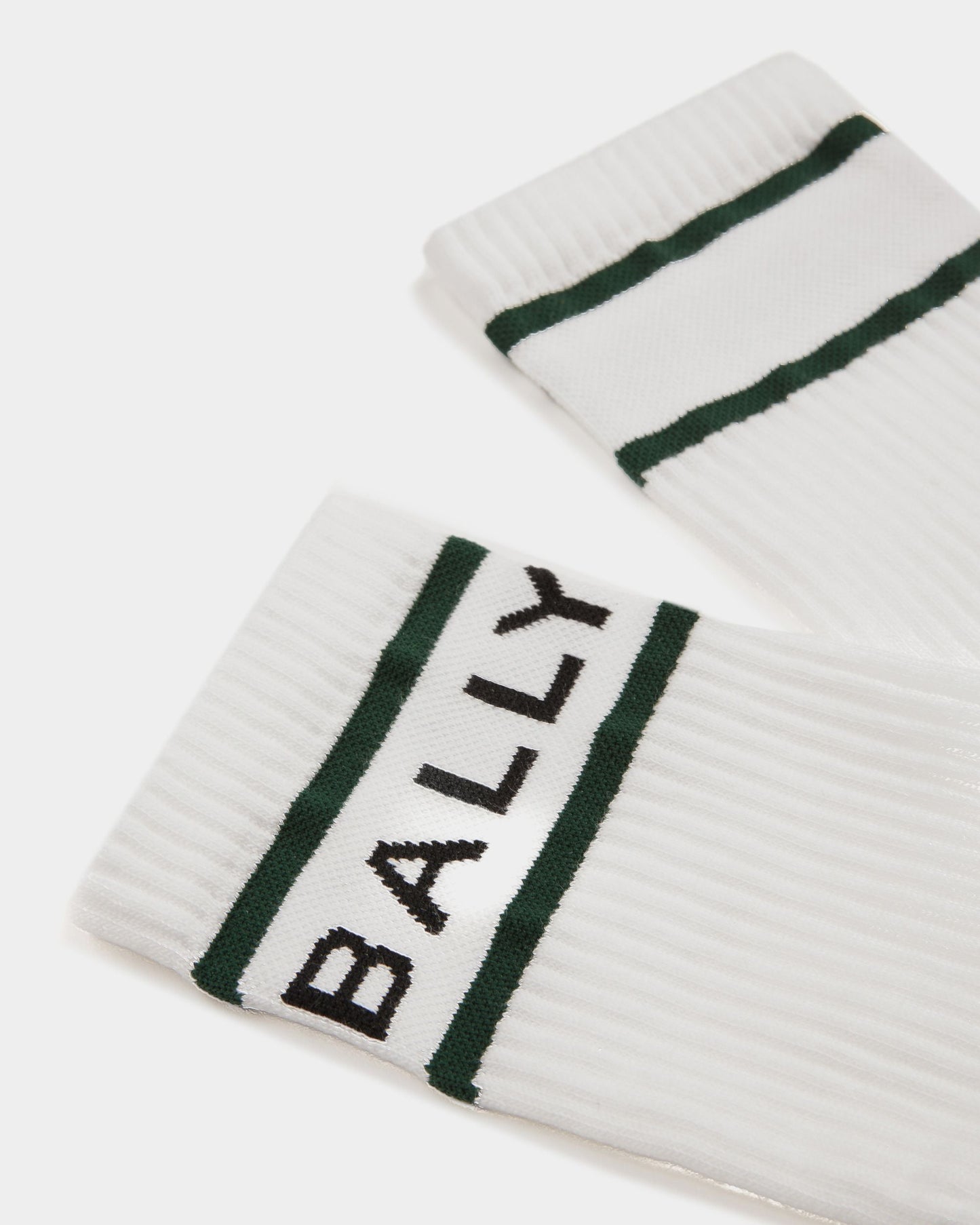Bally Stripe Socks In White And Green