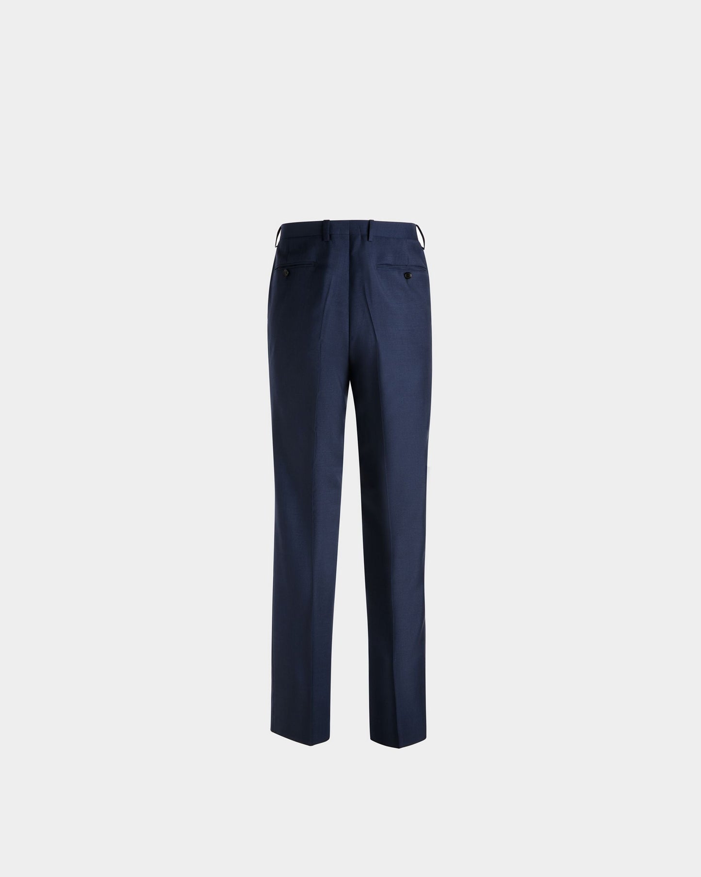 Wool Mix Straight Pants In Navy