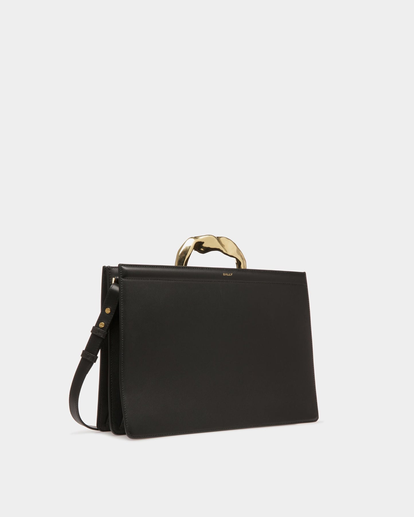 Baroque Top Handle Bag In Black Leather