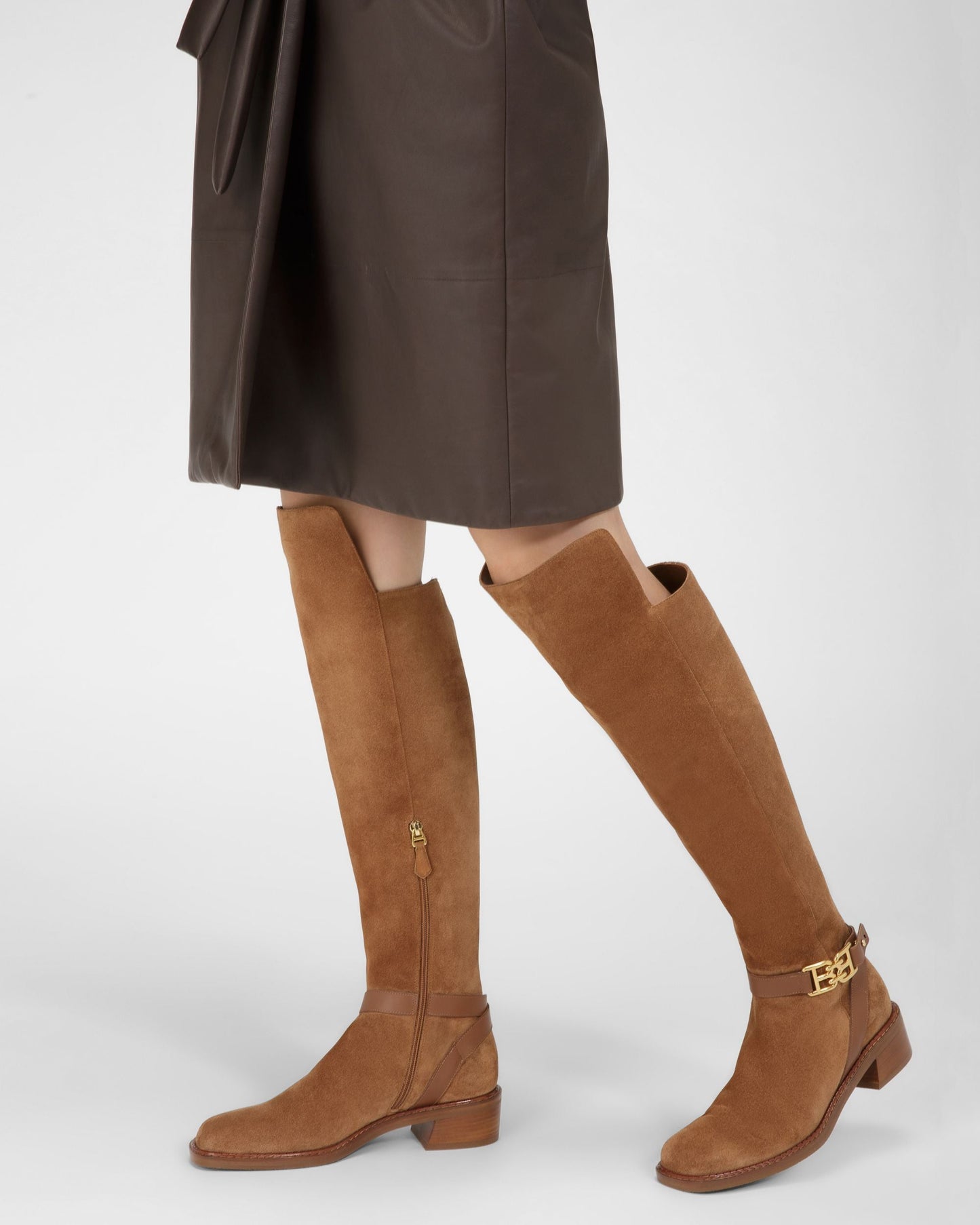 Eloire Leather Long Boots In Brown