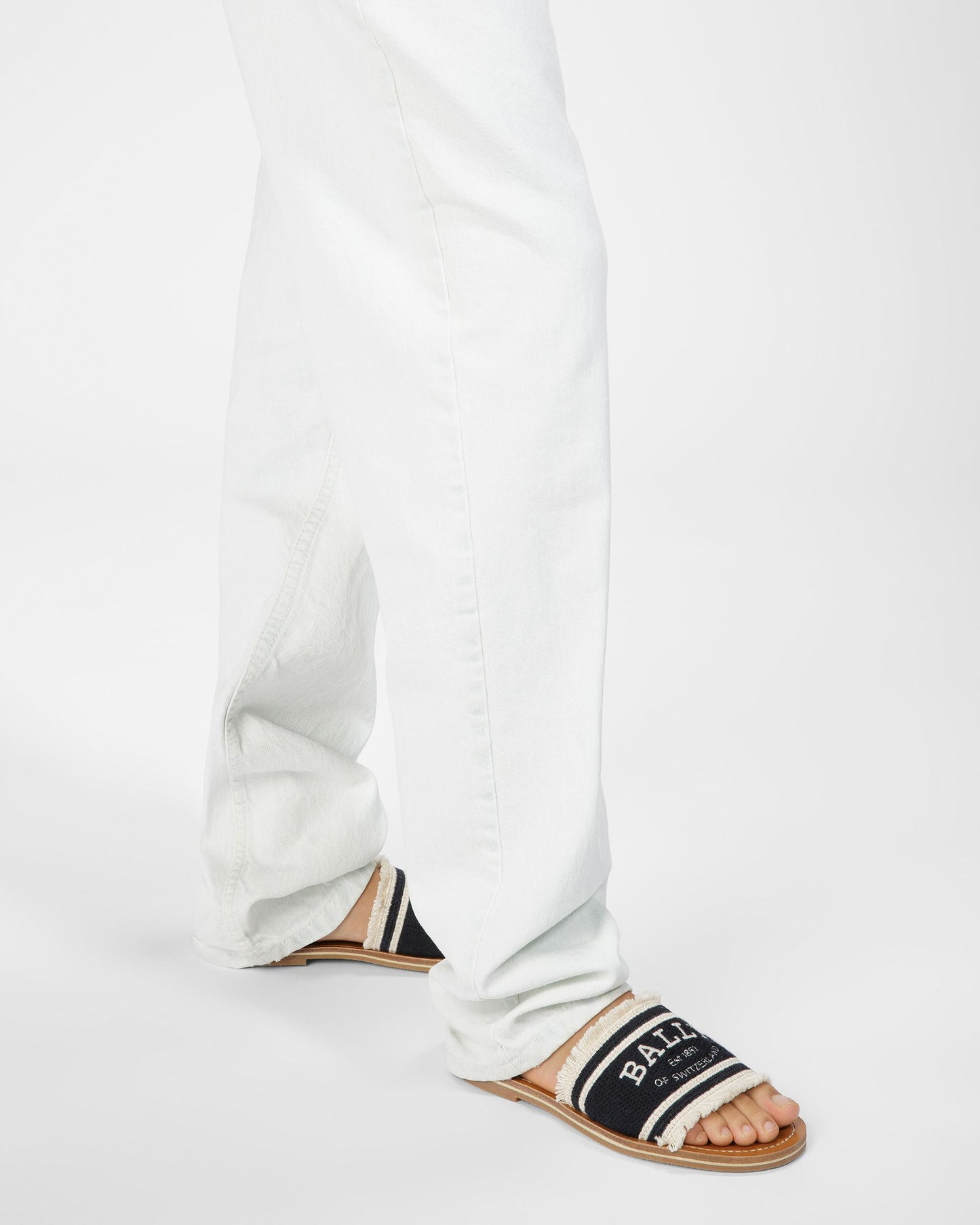 Bianka Flat Fabric Slides In Black And Bone