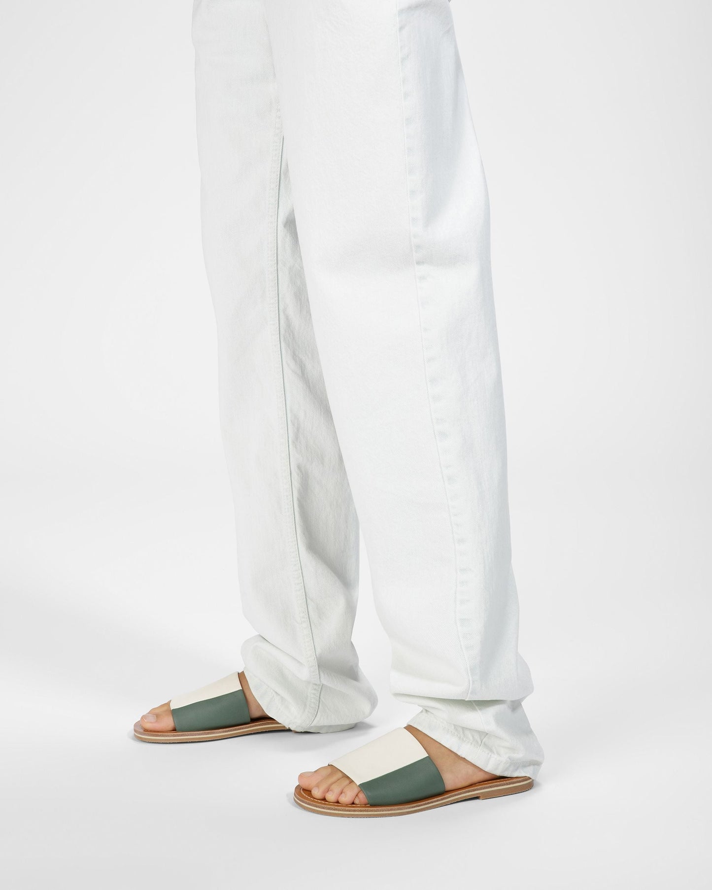Bianka Leather Slides In Sage And Bone