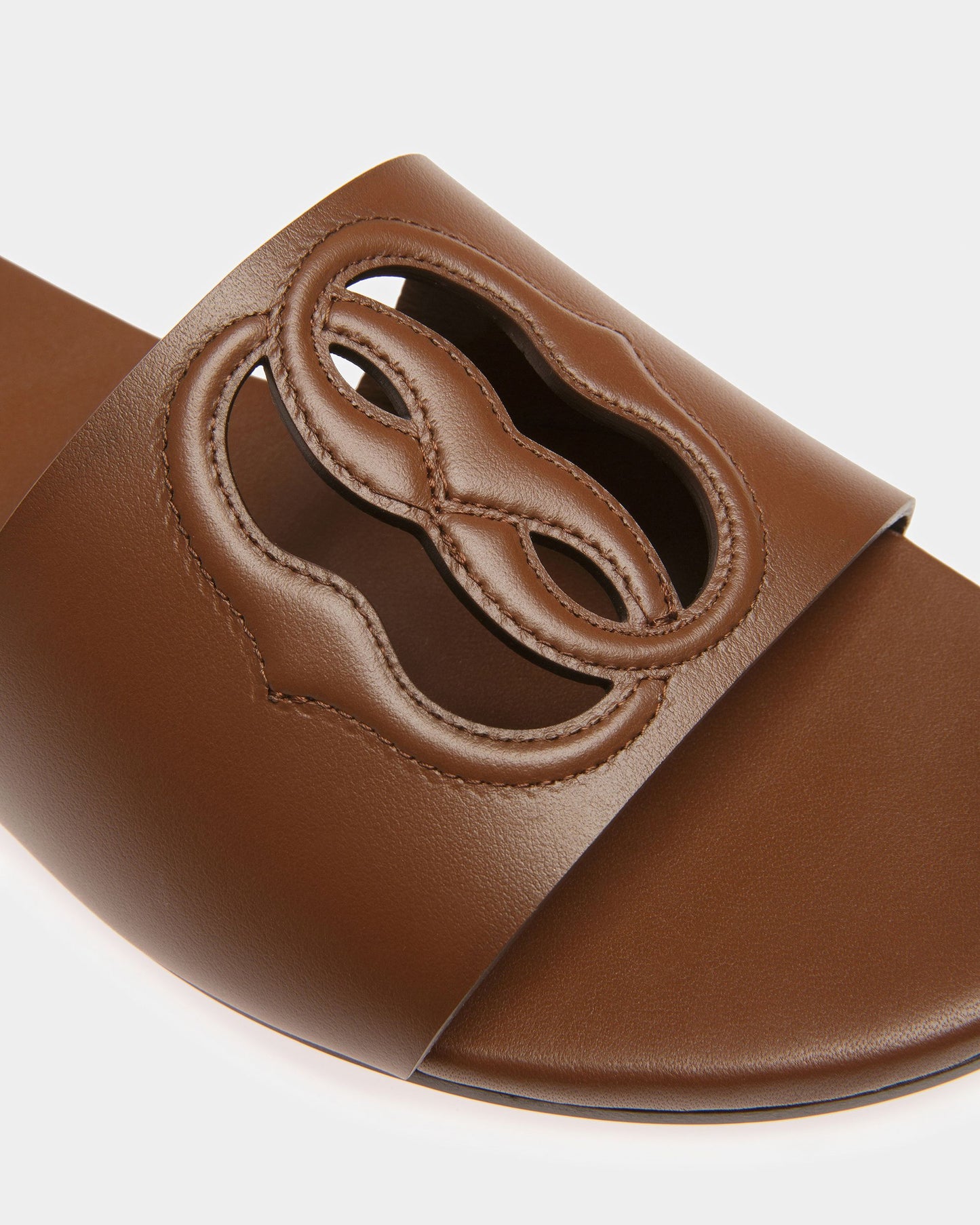 Emblem Slides In Brown Leather