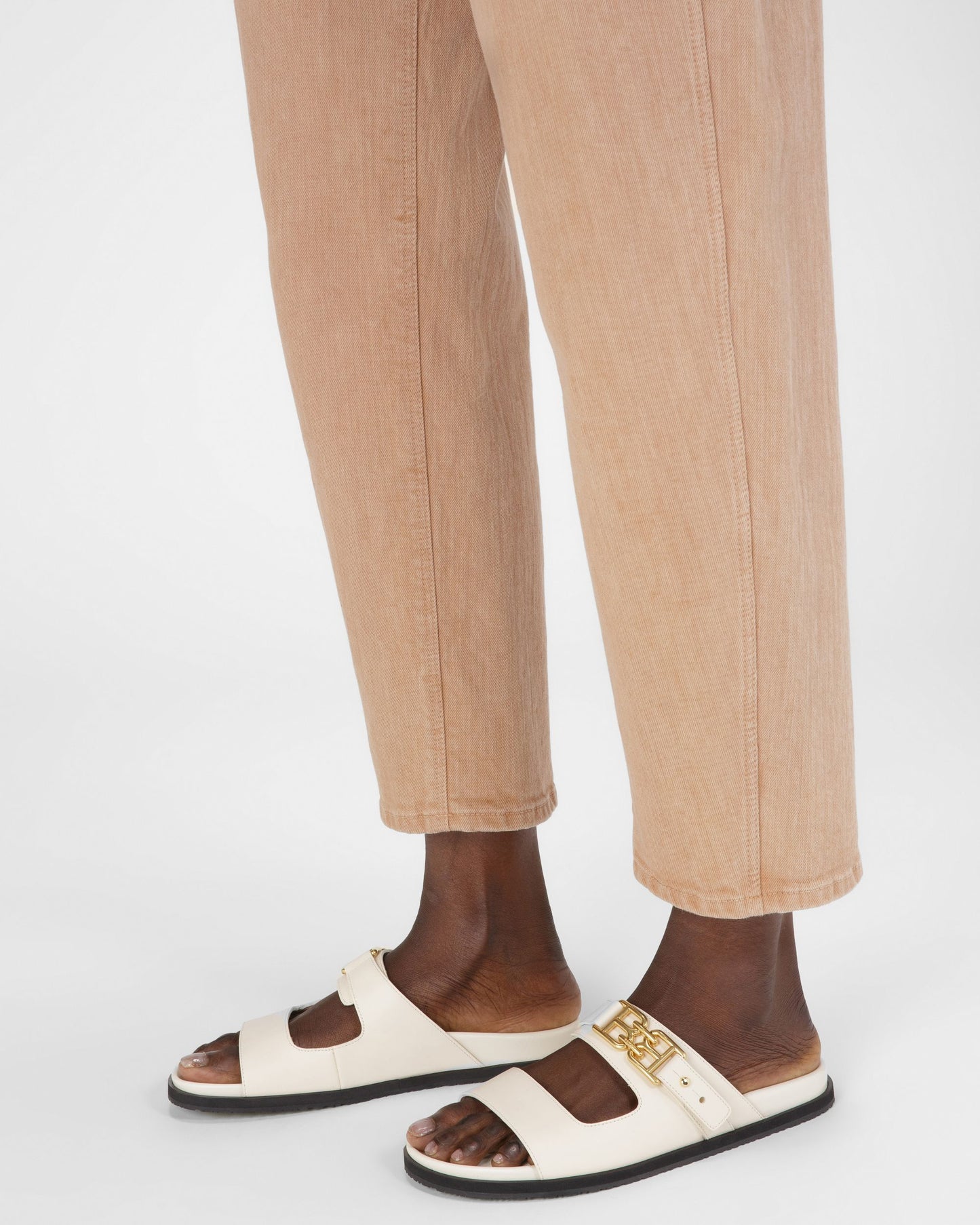 Emma Leather Sandals In Bone