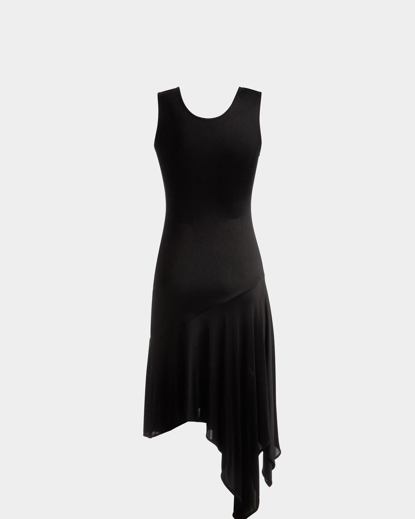 Asymmetric Dress In Black Viscose Mix