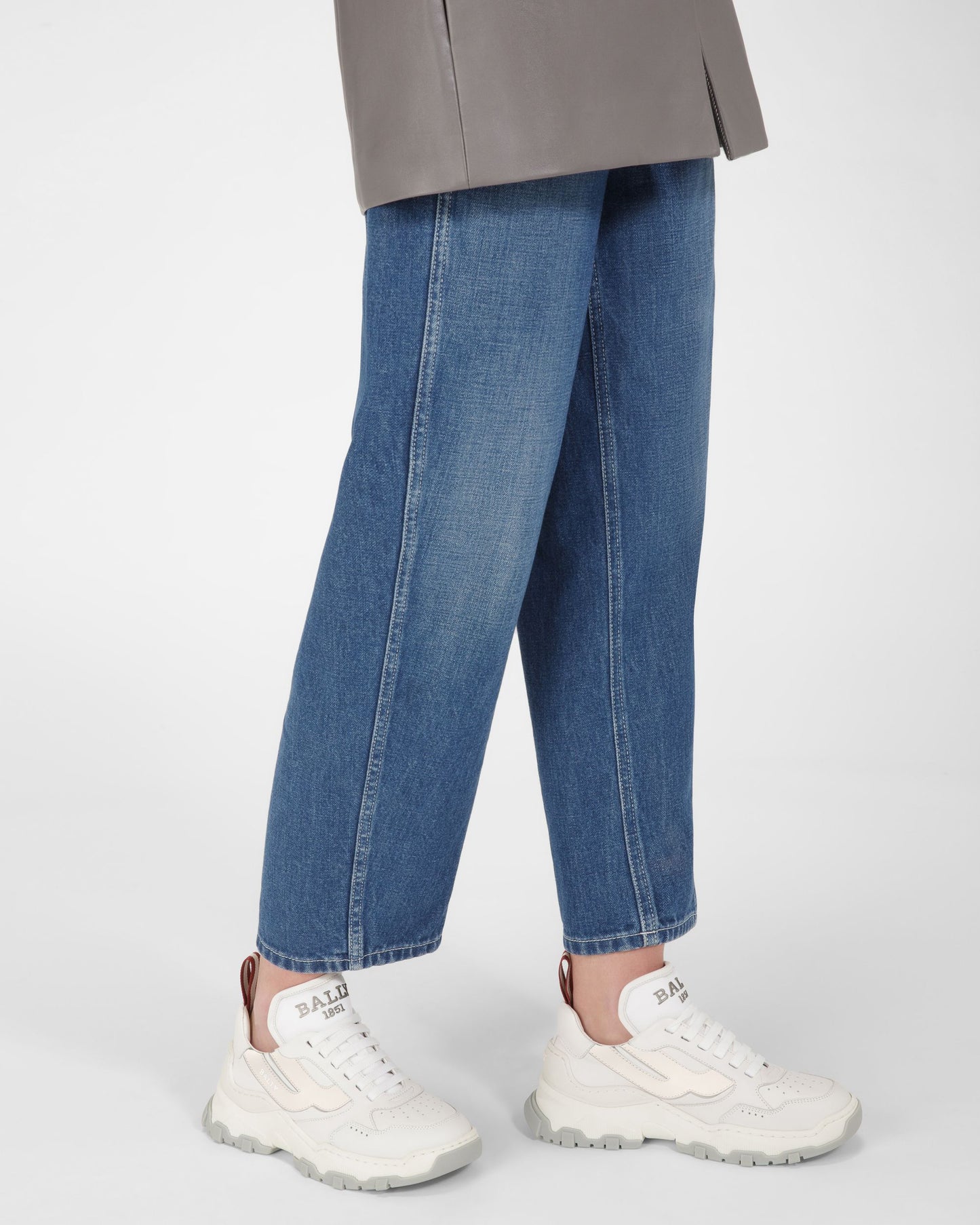 Holden Leather And Fabric Sneakers In White And Silver