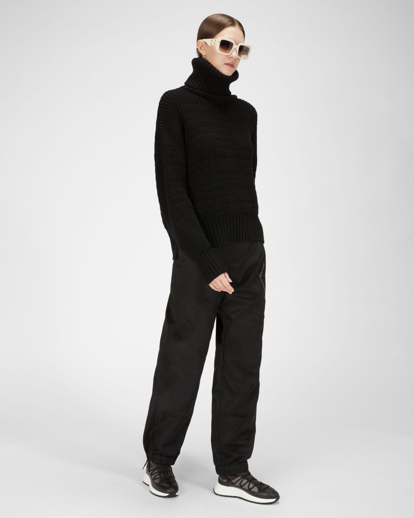 Dalyla Cashmere Fabric & Leather Boots In Grey & Black