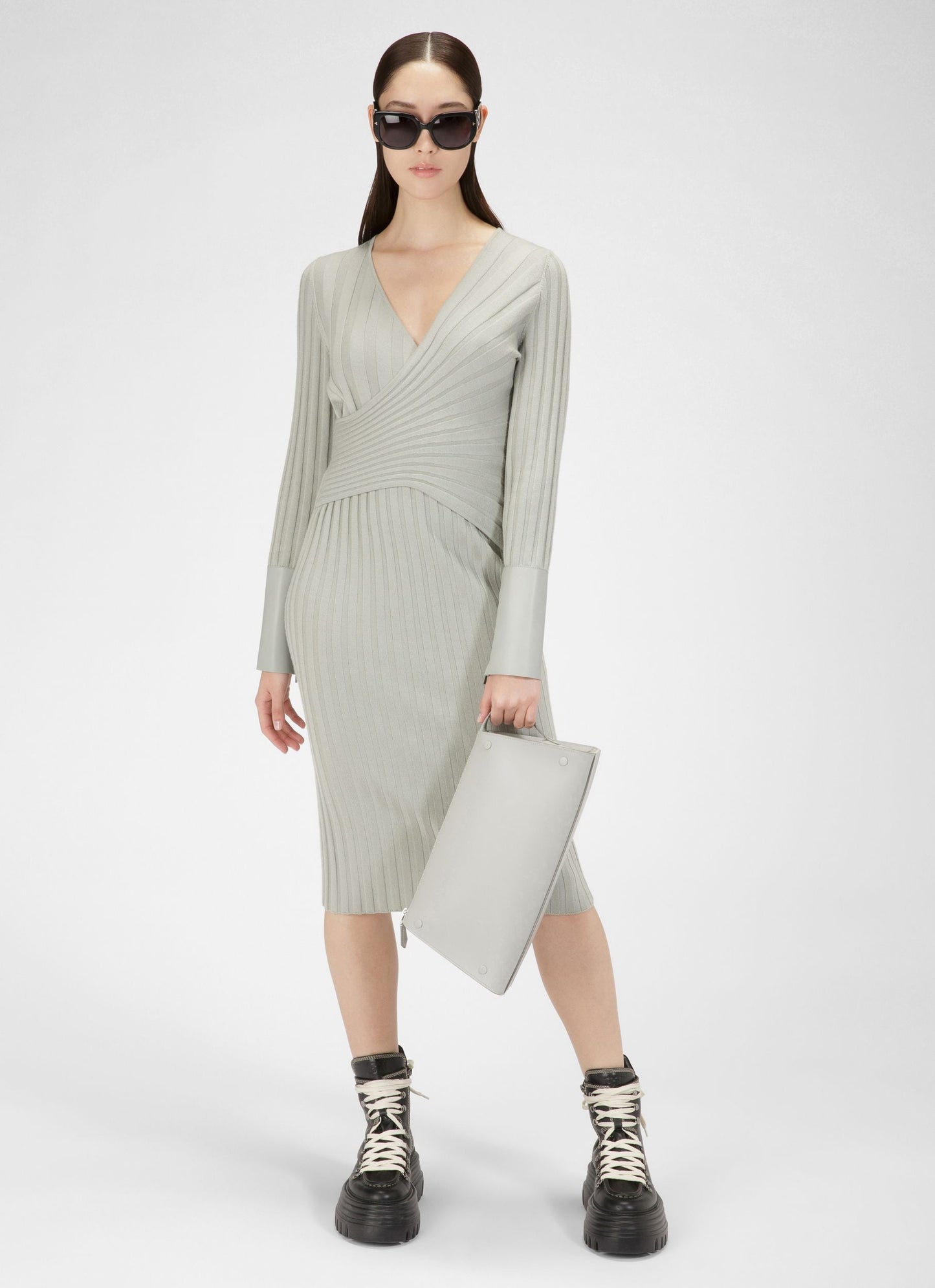 Wool And Cashmere Mix Dress In Grey