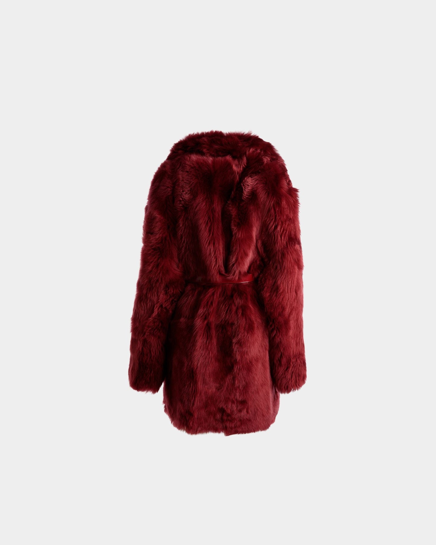 Velor Coat In Red Leather