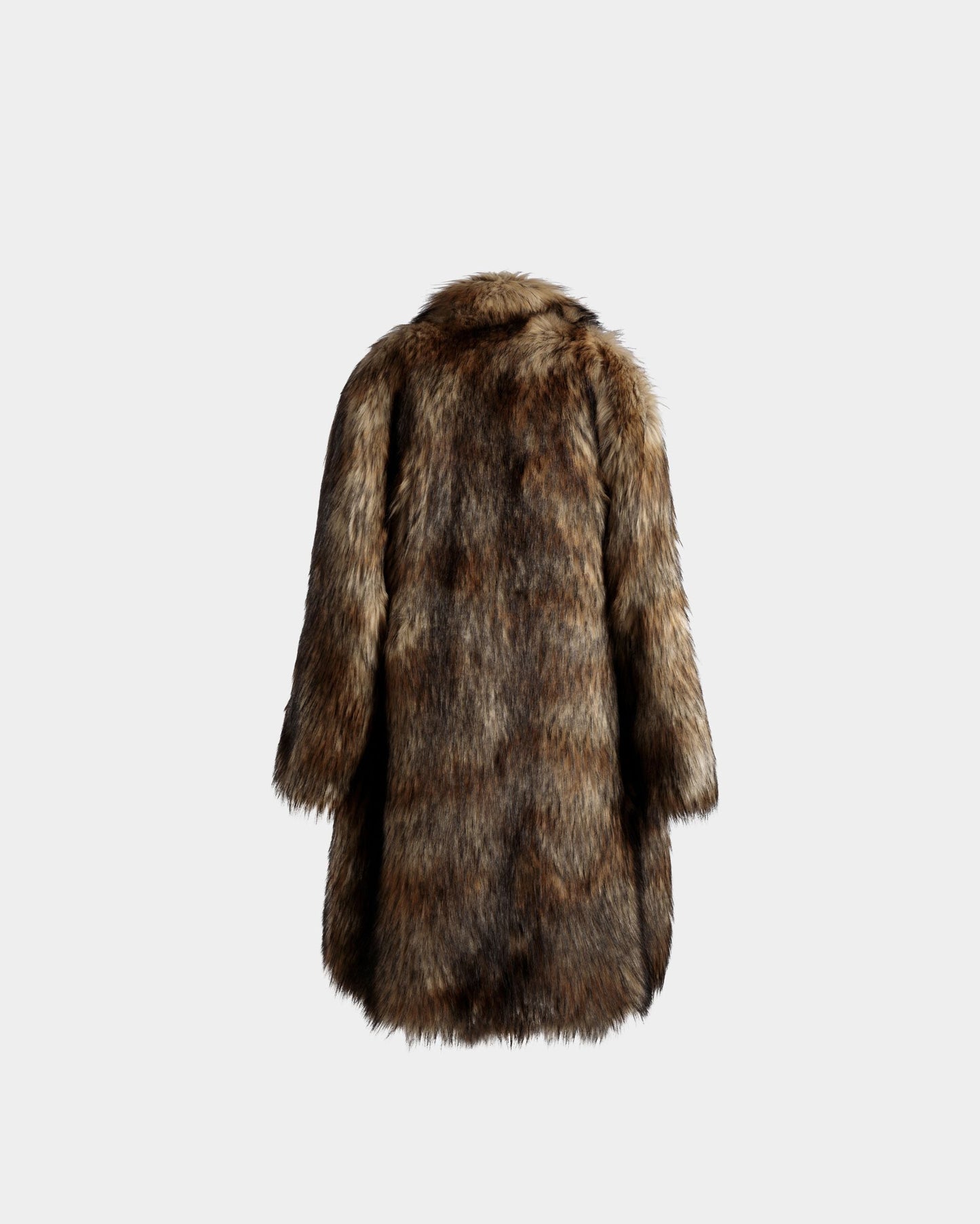 Faux Fur Coat In Multi Brown