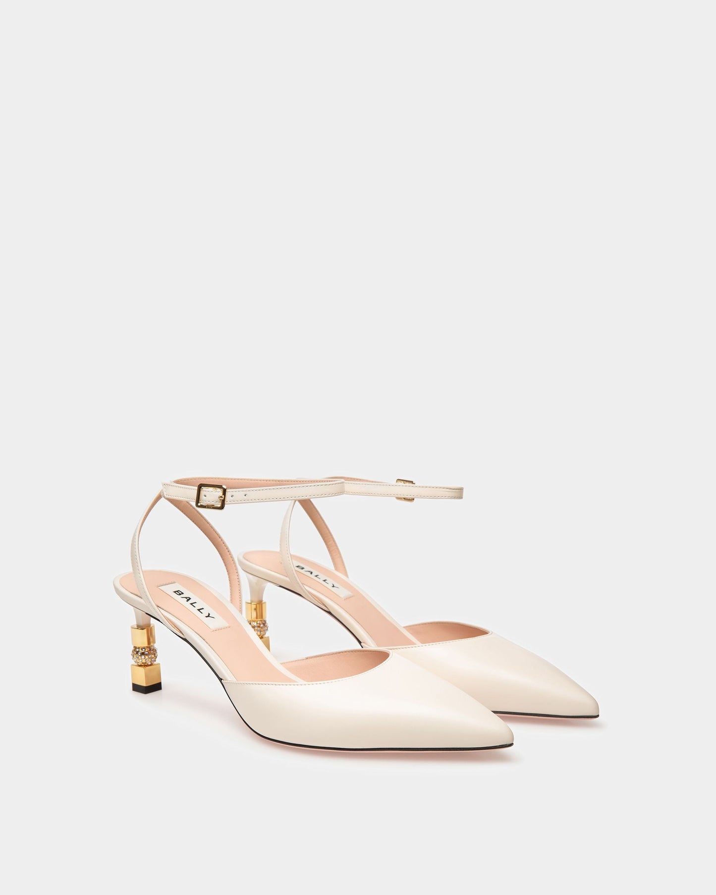 Block Ankle Strap Pump In Leather