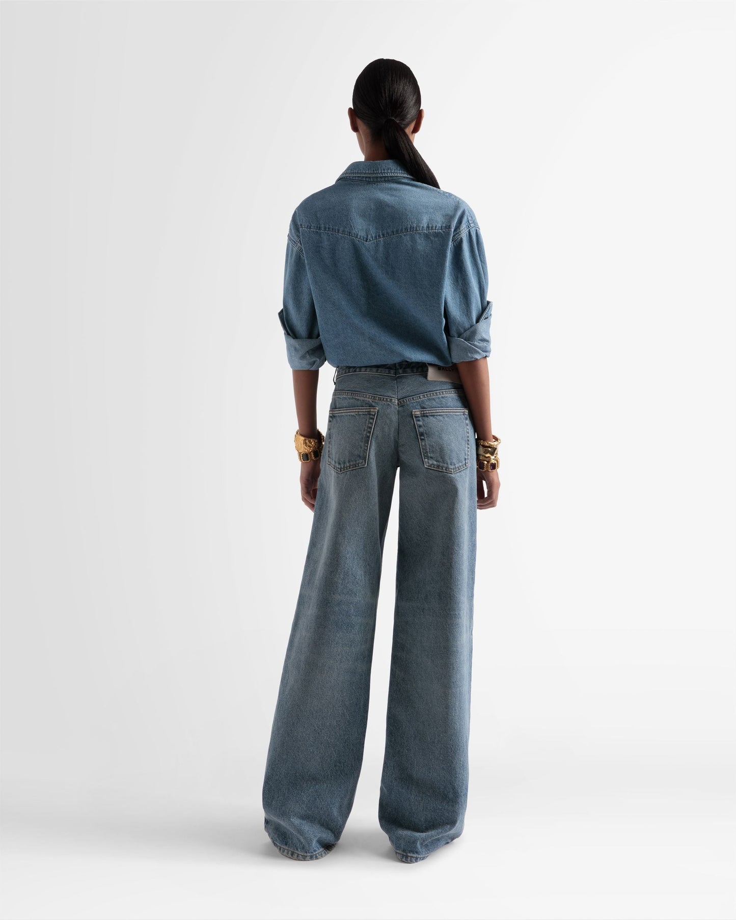 Wide Denim Pants In Indigo