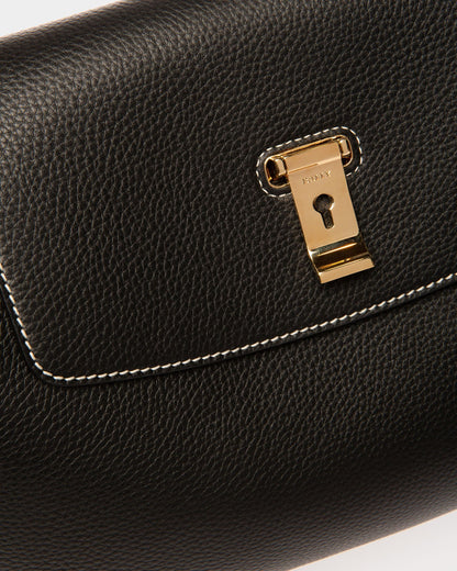 Lock Me Top Handle Bag In Black Leather