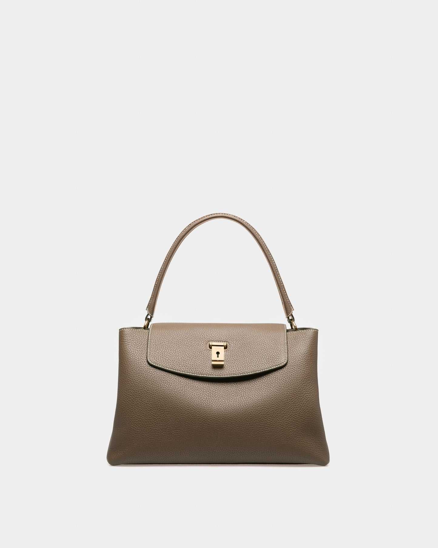 Layka Leather Top Handle Bag In Light Brown
