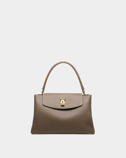 Layka Leather Top Handle Bag In Light Brown