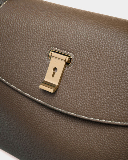 Layka Leather Top Handle Bag In Light Brown