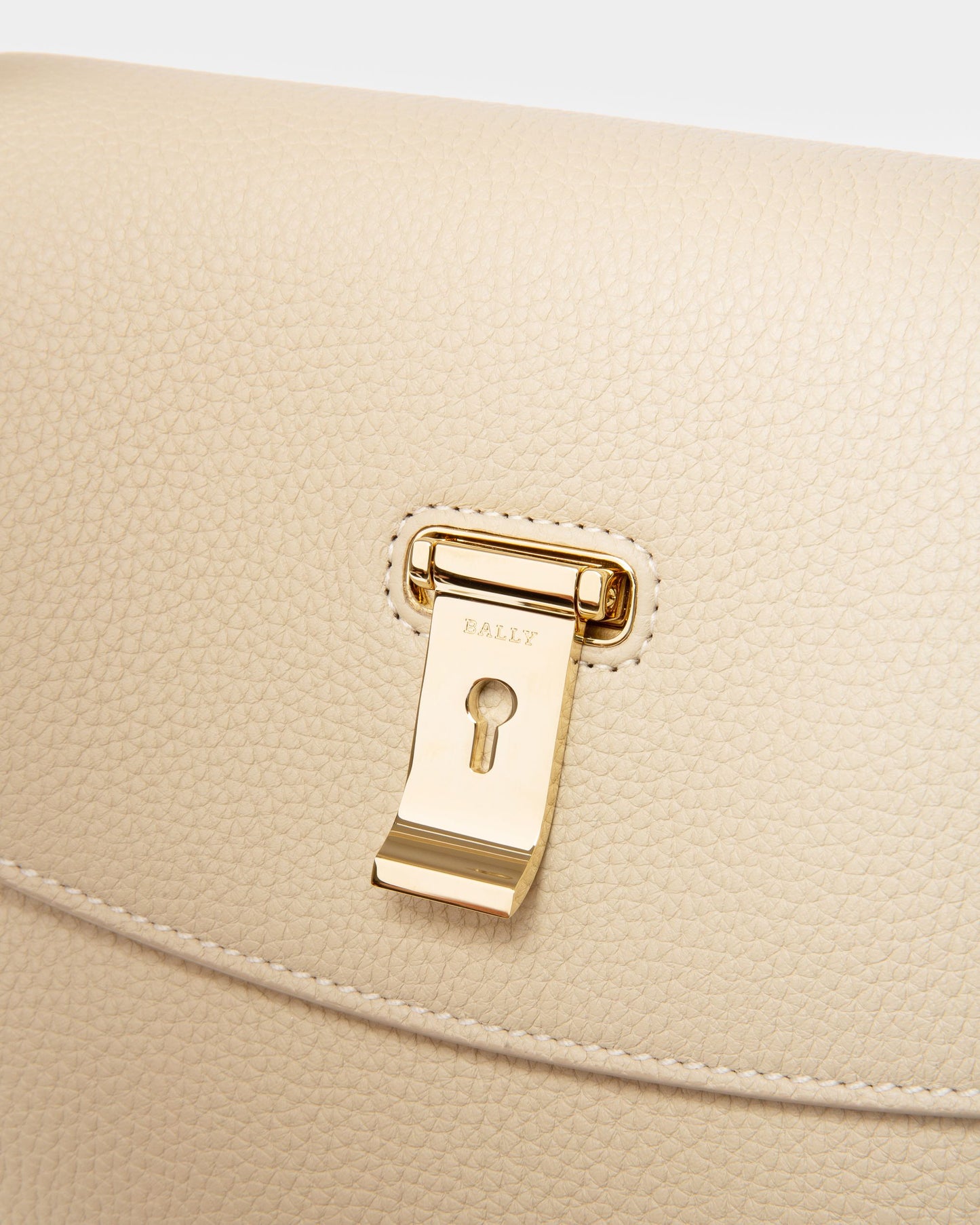 Layka Leather Top Handle Bag In Light Beige