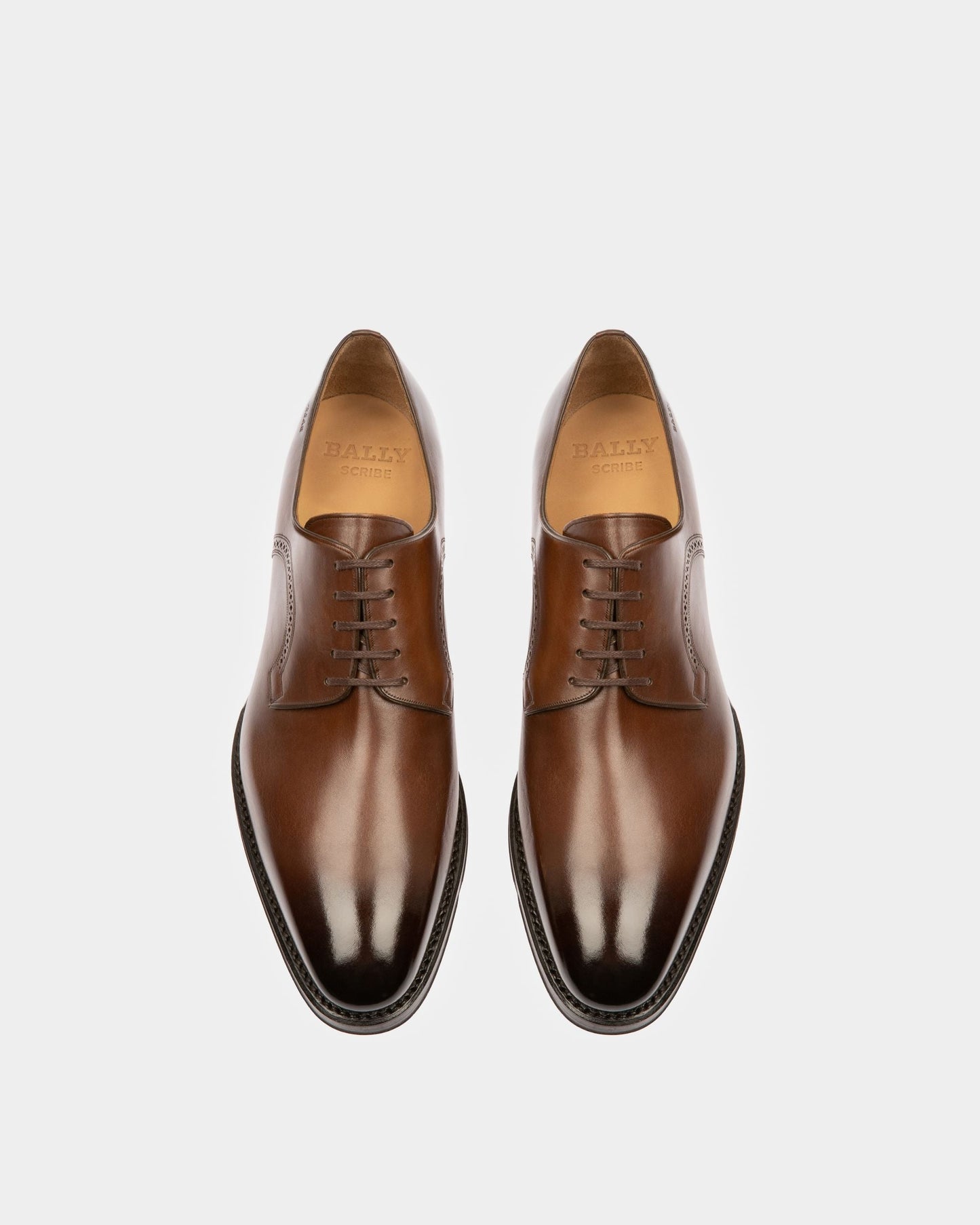 Scamardo Men's Leather Derby Lace-Up Shoe In Mid Brown