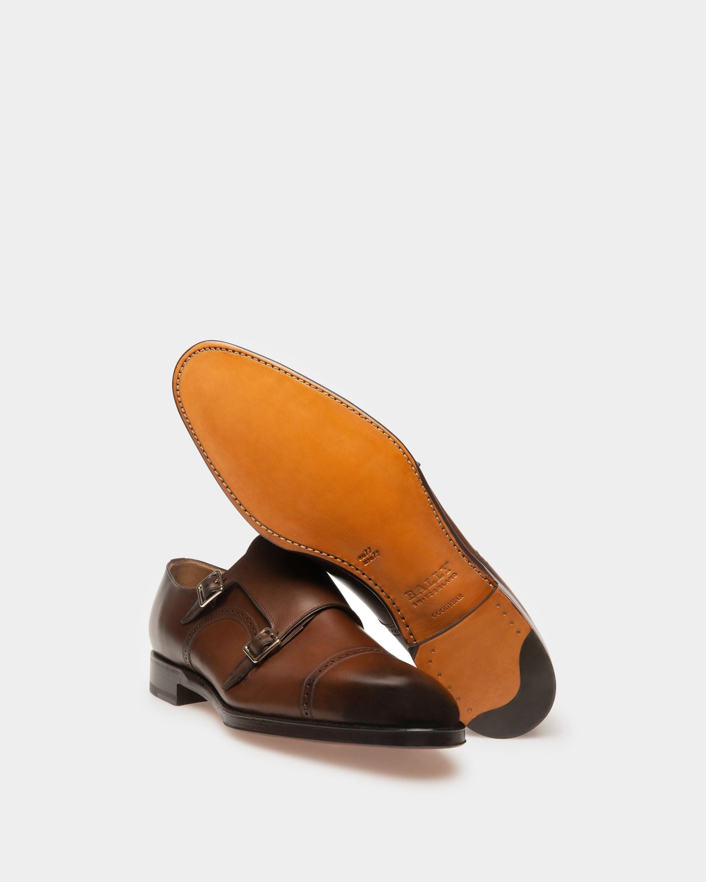 Scardino Men's Leather Monk Strap Shoe In Mid Brown