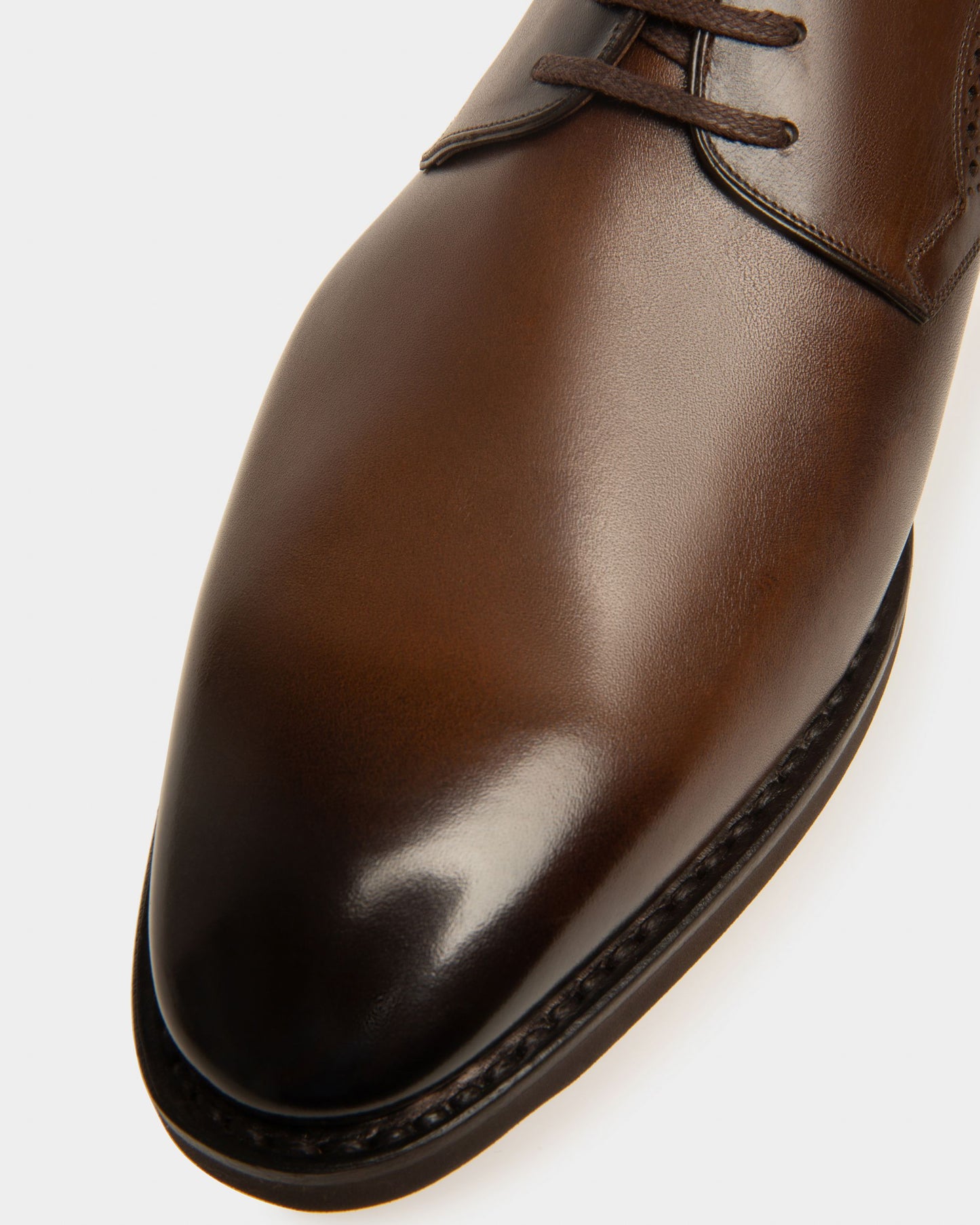 Scrivani Men's Leather Derby Lace-Up Shoe In Mid Brown