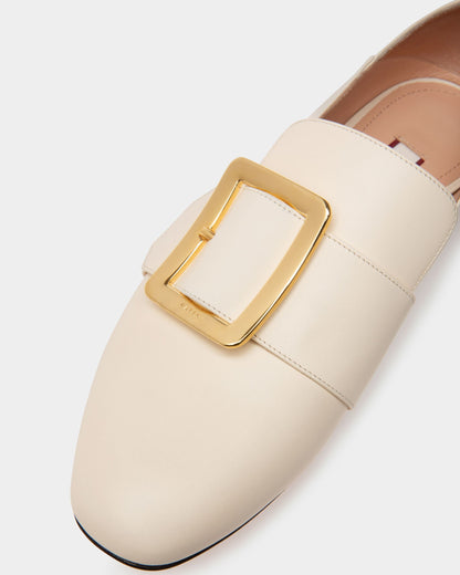 Janelle Leather Slippers In Bone