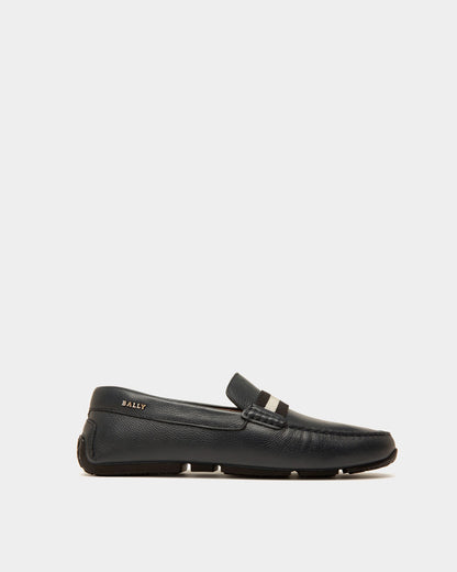 Pilot Drivers In Navy Leather And Fabric