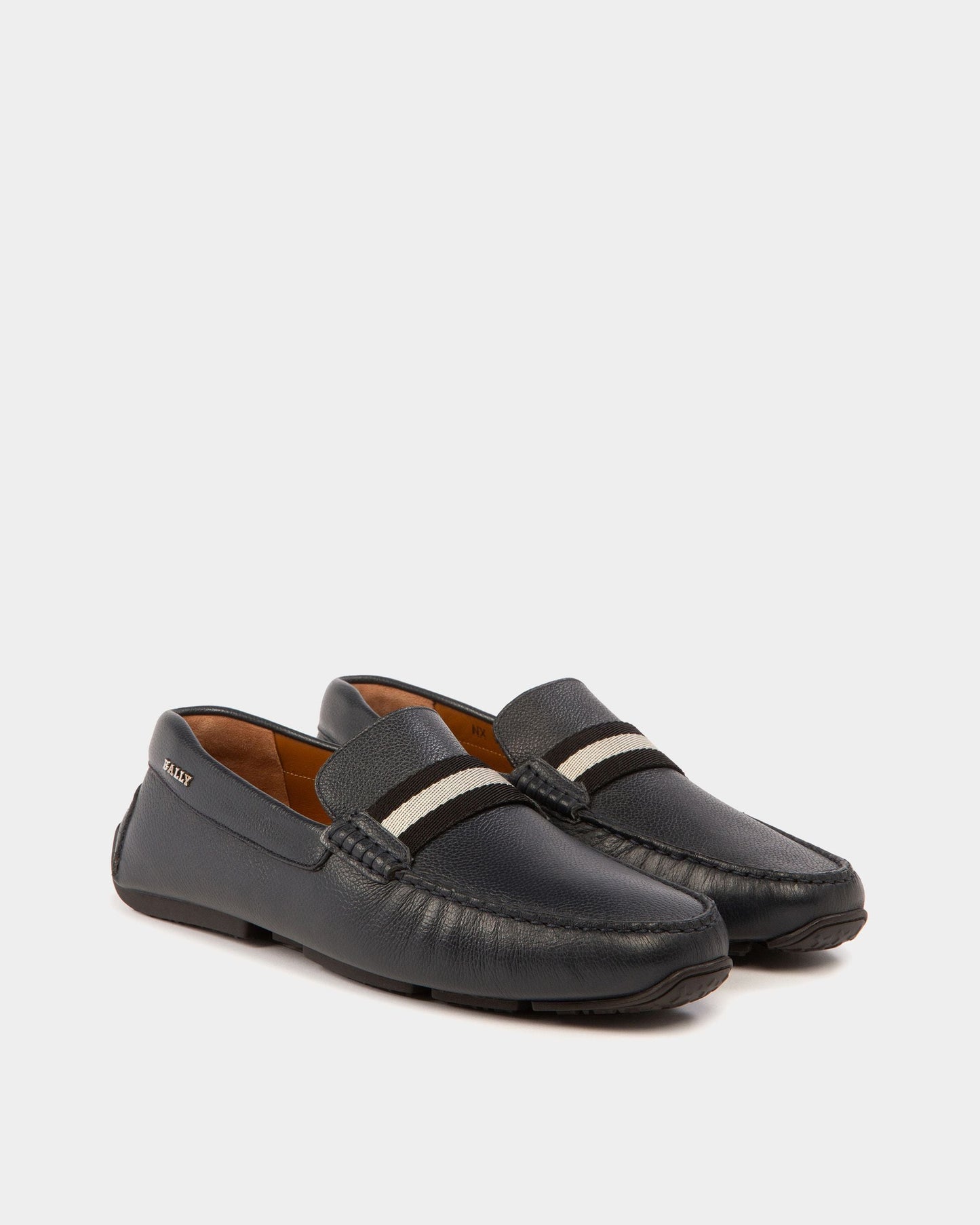 Pilot Drivers In Navy Leather And Fabric