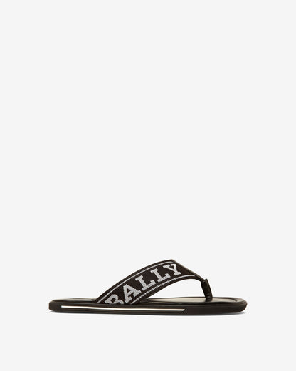 Border Fabric & Leather Sandals In Black