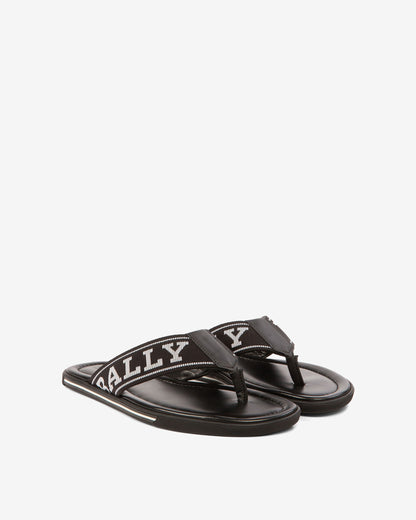Border Fabric & Leather Sandals In Black