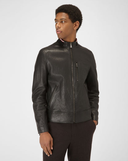 Leather Blouson Jacket In Black