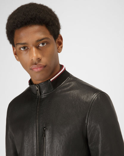Leather Blouson Jacket In Black