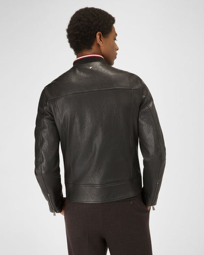 Leather Blouson Jacket In Black