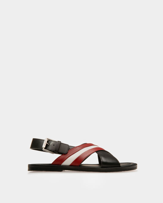Jamaal Leather Crossover Sandals In Black
