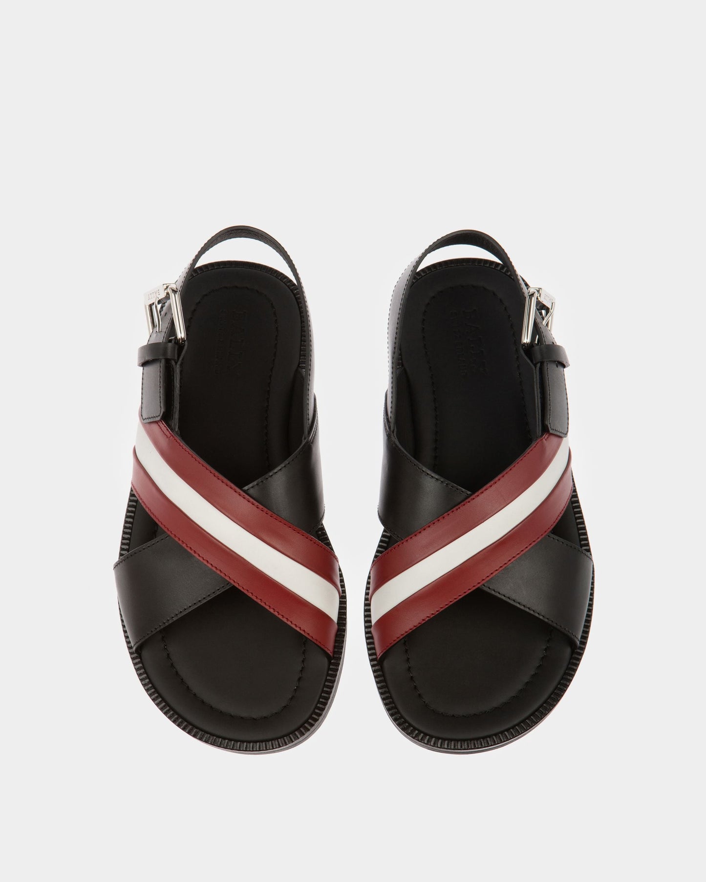 Jamaal Leather Crossover Sandals In Black