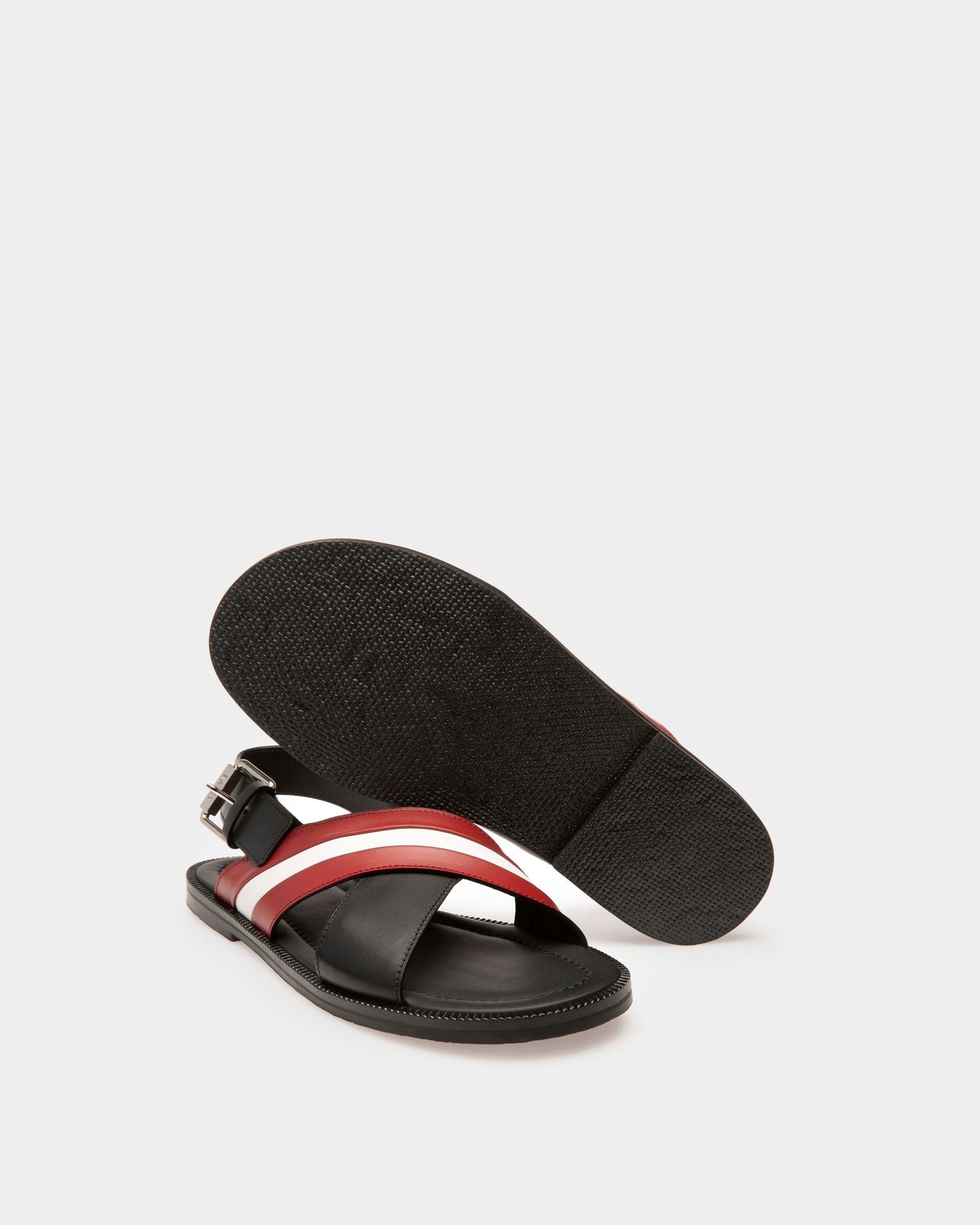 Jamaal Leather Crossover Sandals In Black