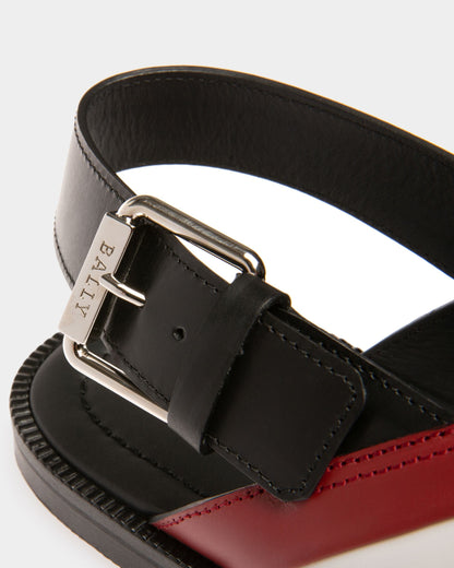 Jamaal Leather Crossover Sandals In Black