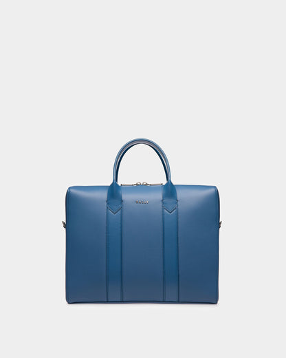Elter Leather Business Bag In Blue Neon