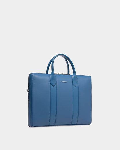 Elter Leather Business Bag In Blue Neon