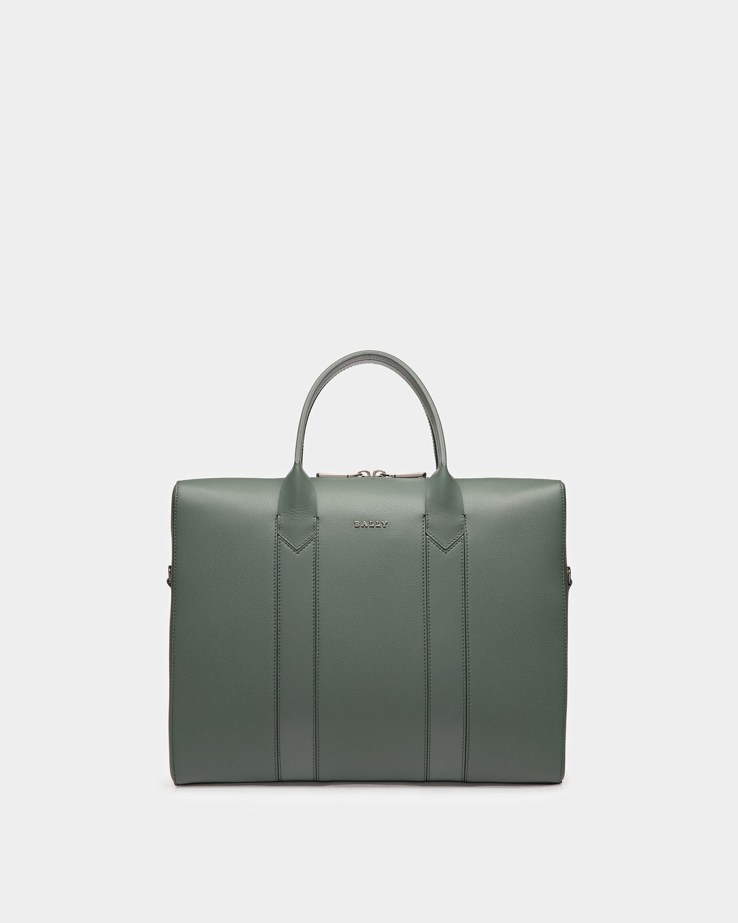 Elter Leather Business Bag In Sage And Palladium
