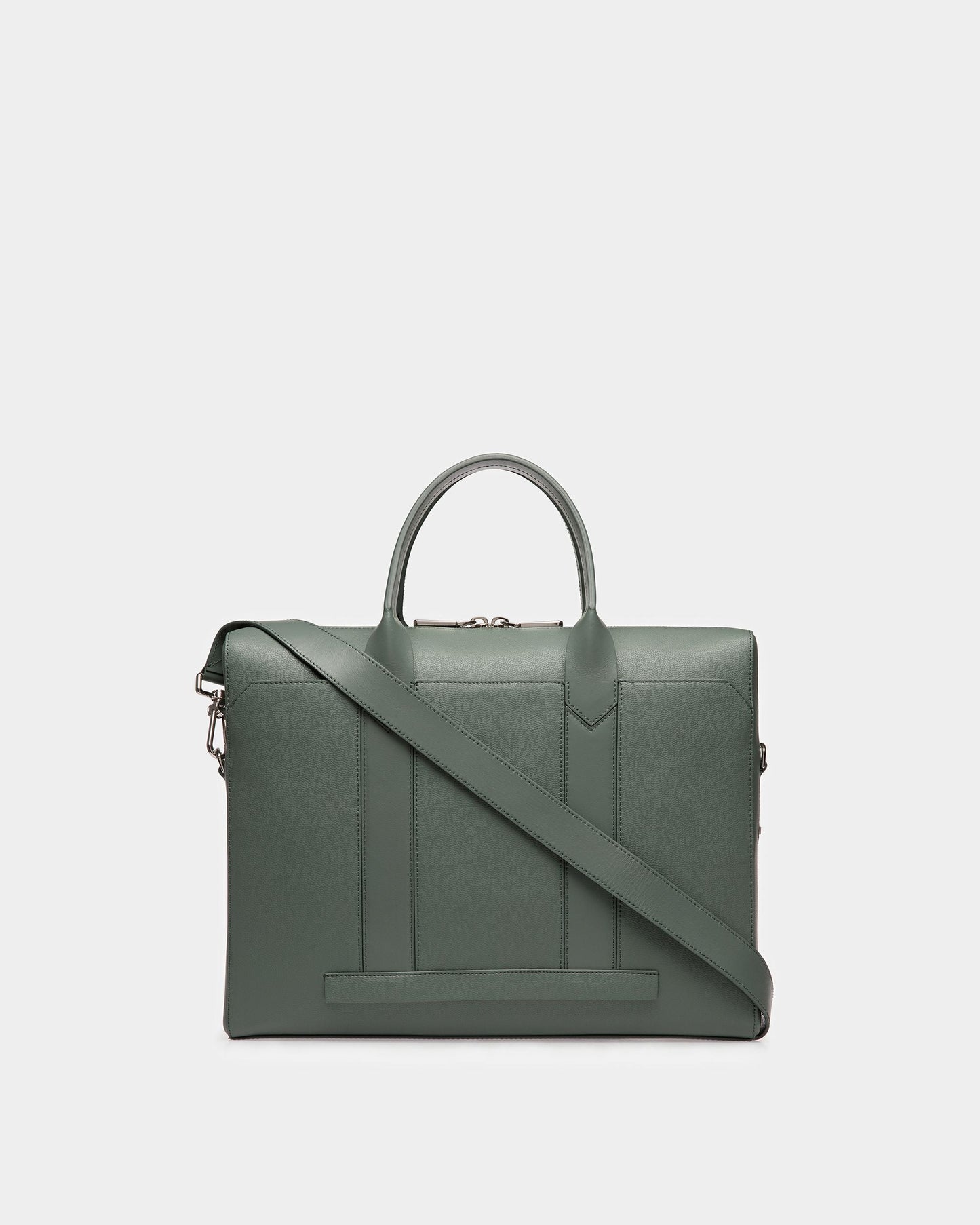 Elter Leather Business Bag In Sage And Palladium