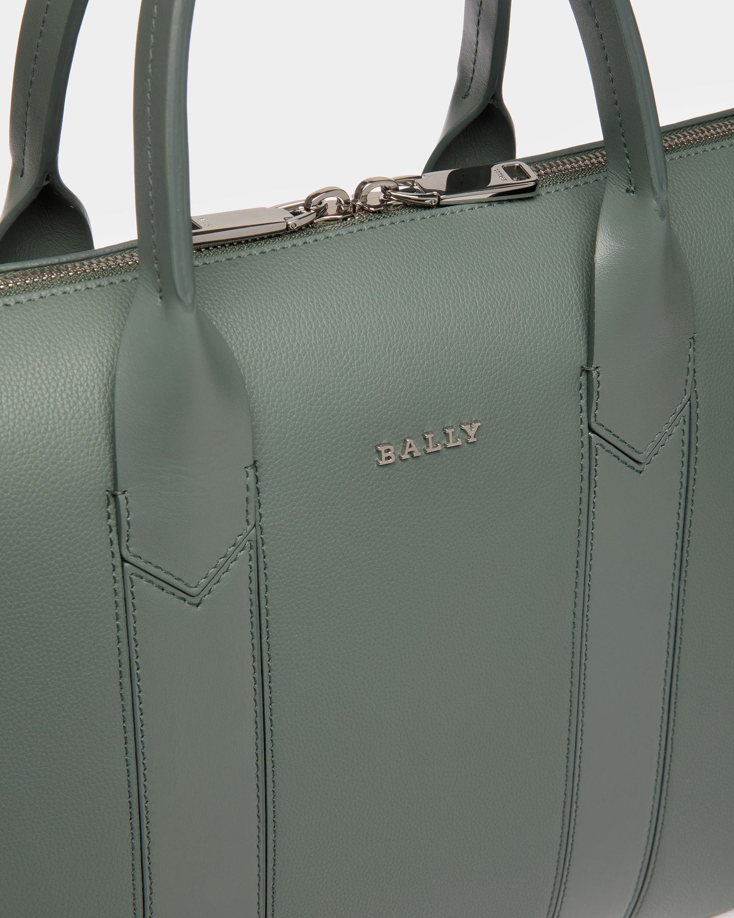 Elter Leather Business Bag In Sage And Palladium