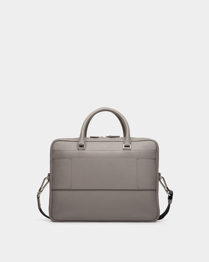 Briefcase in Beige Embossed Leather